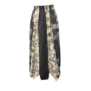 Vintage 1970s Chessa Davis DAISY PRINT SCARF HEM MAXI SKIRT SZ S/M